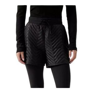 Athleta Apres Ski Shorts Quilted Nylon Ski Hiking Shorts Zip Pockets Black Sz 2